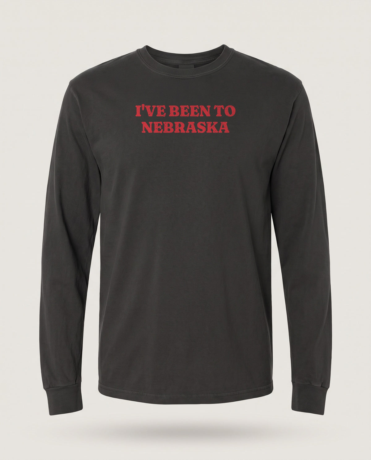 I've Been to Nebraska Vintage Travel Souvenir Long Sleeve Tee — Black (mockup)