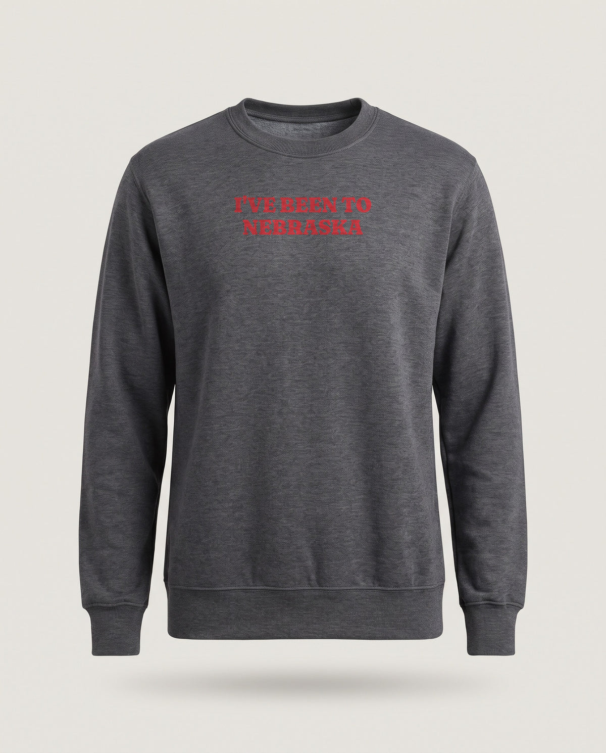 I've Been to Nebraska Vintage Travel Souvenir Crewneck Sweatshirt — Dark Heather (mockup)