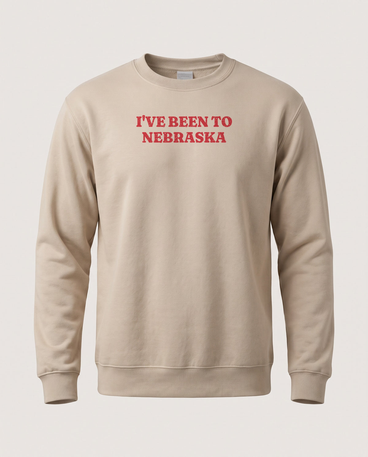 I've Been to Nebraska Vintage Travel Souvenir Crewneck Sweatshirt — Sand (mockup)