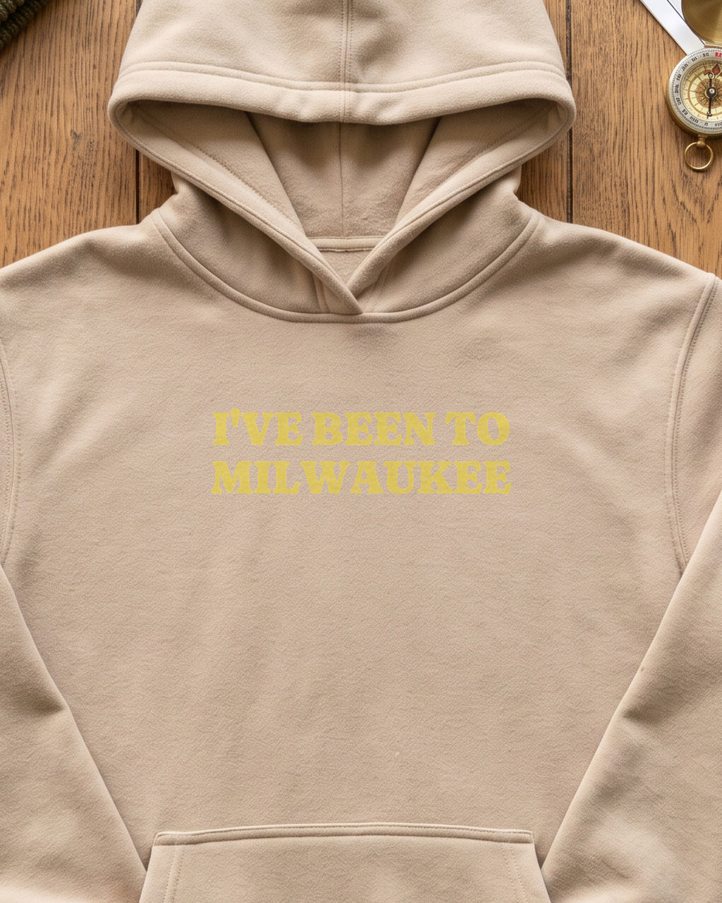 I've Been to Milwaukee Vintage Travel Souvenir Hoodie (close-up)