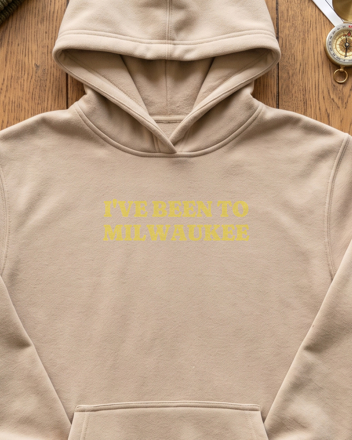 I've Been to Milwaukee Vintage Travel Souvenir Hoodie (close-up)