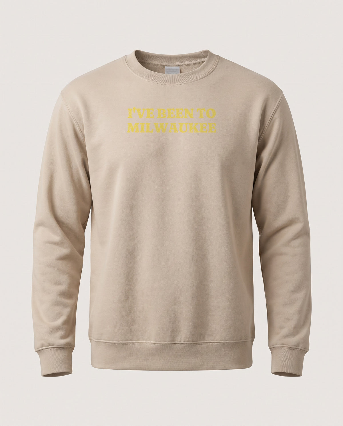 I've Been to Milwaukee Vintage Travel Souvenir Crewneck Sweatshirt — Sand (mockup)