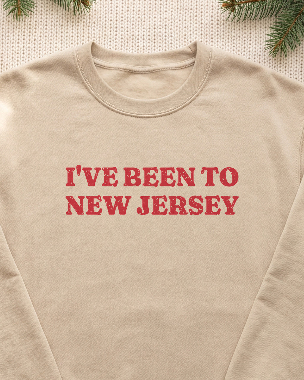 I've Been to New Jersey Vintage Travel Souvenir Crewneck Sweatshirt (close-up)