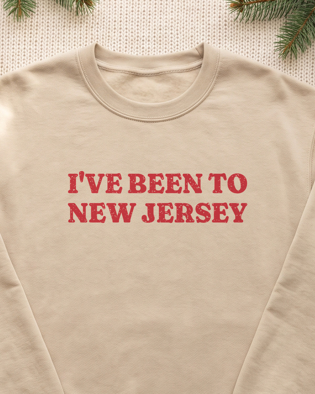 I've Been to New Jersey Vintage Travel Souvenir Crewneck Sweatshirt (close-up)