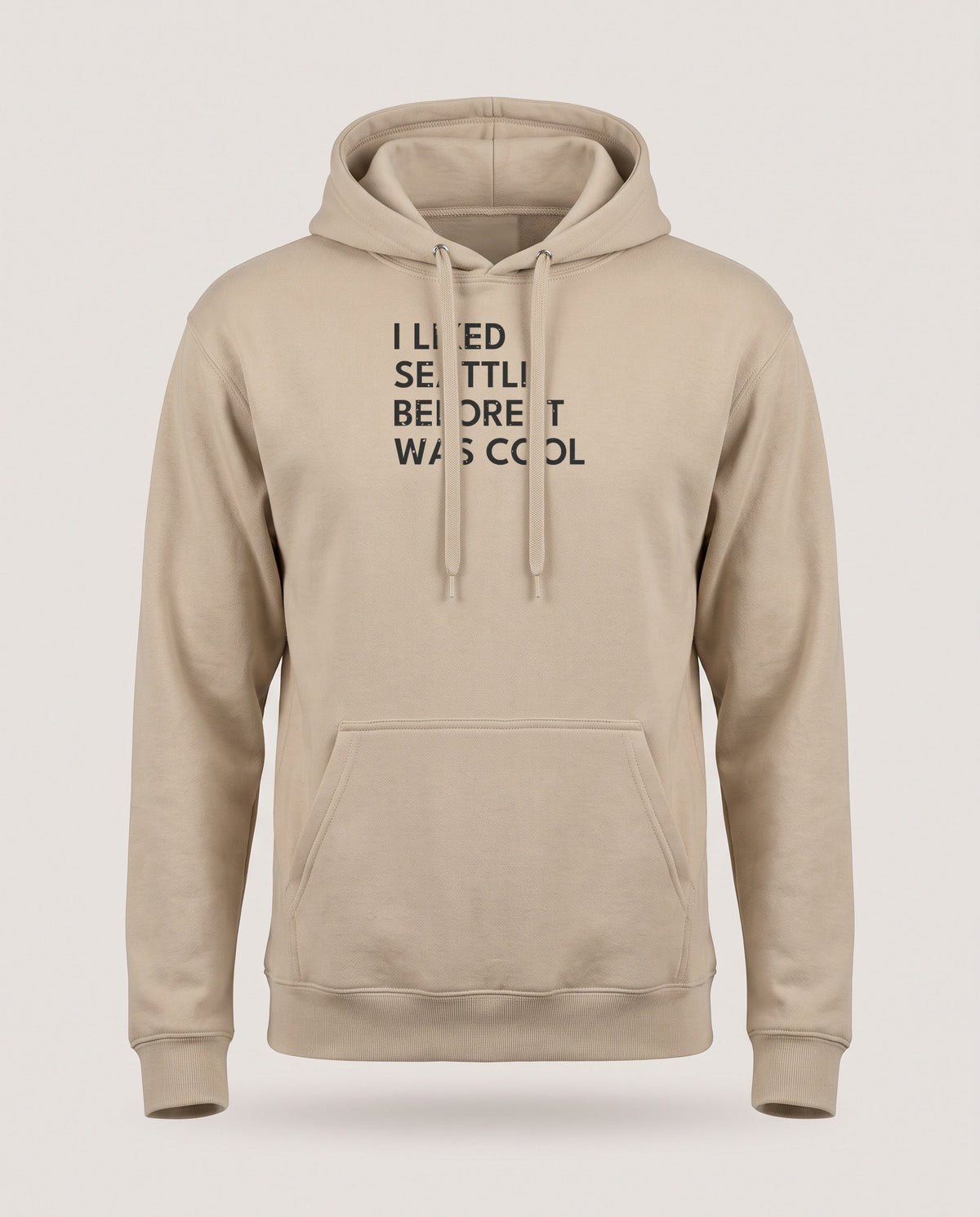 I Liked Seattle Before It Was Cool Retro Hometown Hoodie — Sand (mockup)