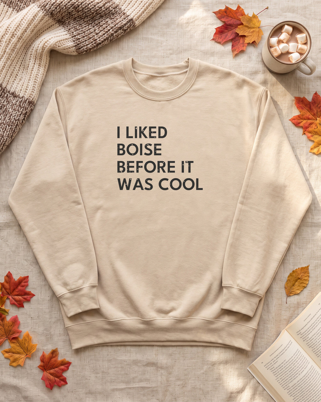 I Liked Boise Before It Was Cool Retro Hometown Crewneck Sweatshirt (photo)