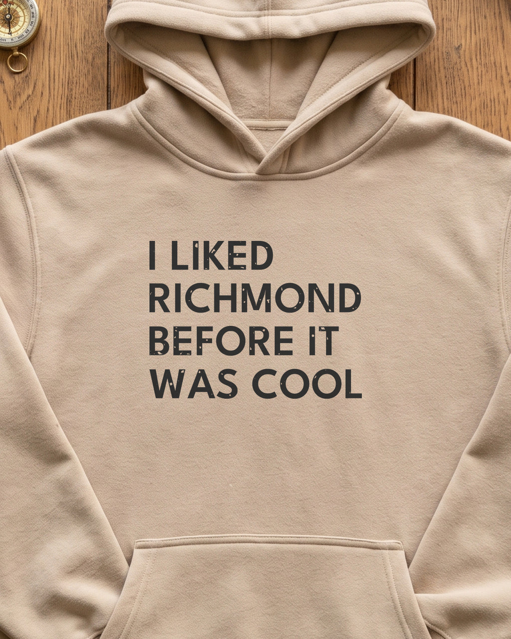 I Liked Richmond Before It Was Cool Retro Hometown Hoodie (close-up)