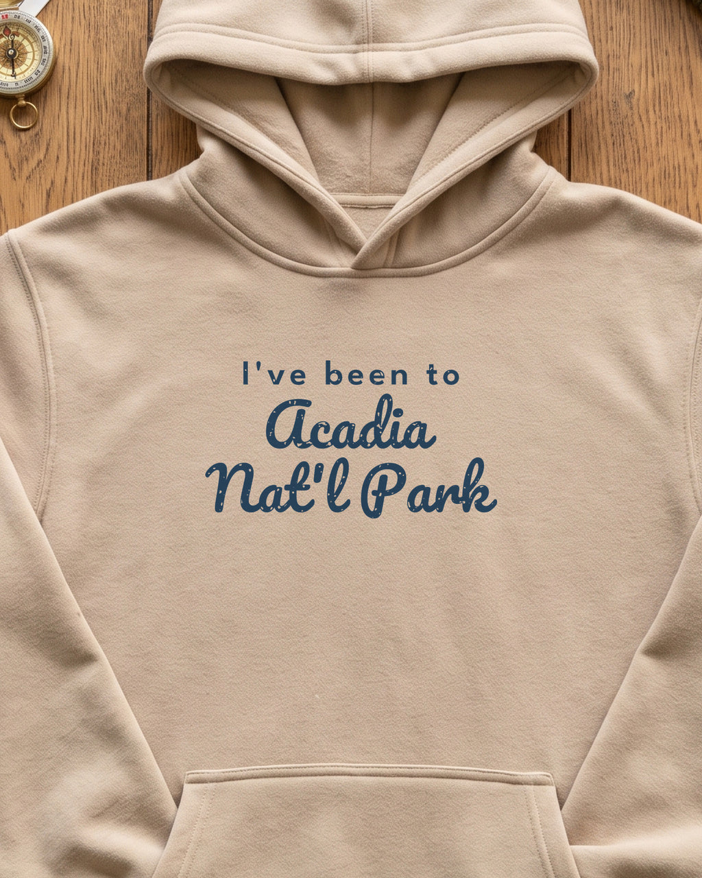 I've Been to Acadia Nat'l Park Vintage Travel Hoodie (close-up)