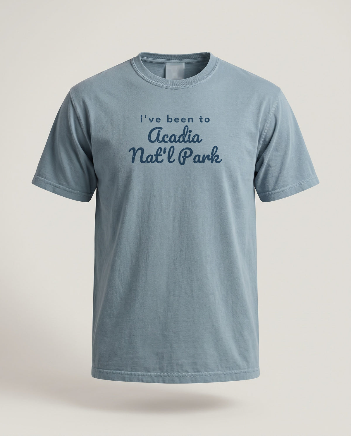 I've Been to Acadia Nat'l Park Vintage Travel T-Shirt — Ice Blue (mockup)