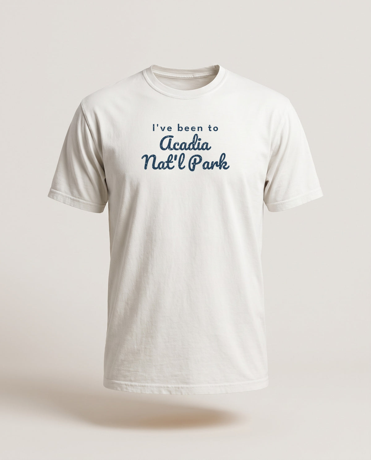 I've Been to Acadia Nat'l Park Vintage Travel T-Shirt — White (mockup)