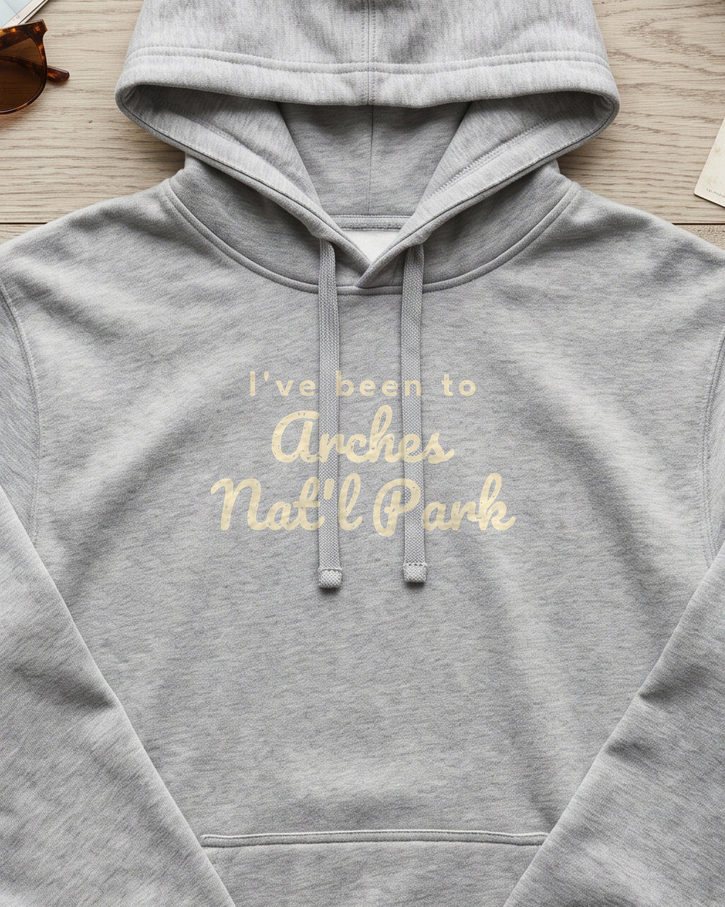 I've Been to Arches Nat'l Park Vintage Travel Hoodie (close-up)