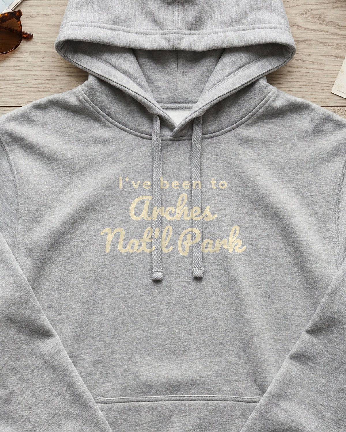 I've Been to Arches Nat'l Park Vintage Travel Hoodie (close-up)