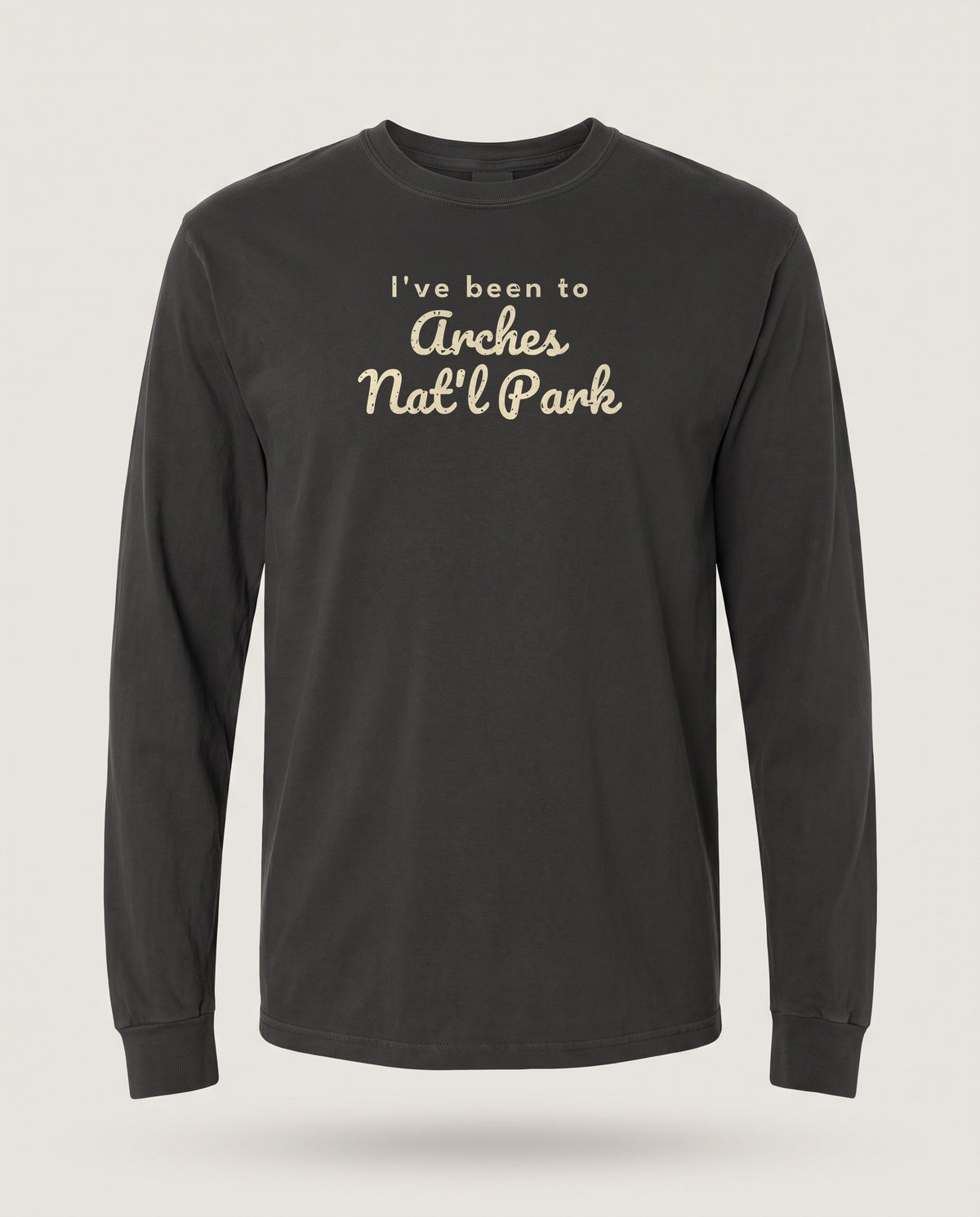I've Been to Arches Nat'l Park Vintage Travel Long Sleeve Tee — Black (mockup)