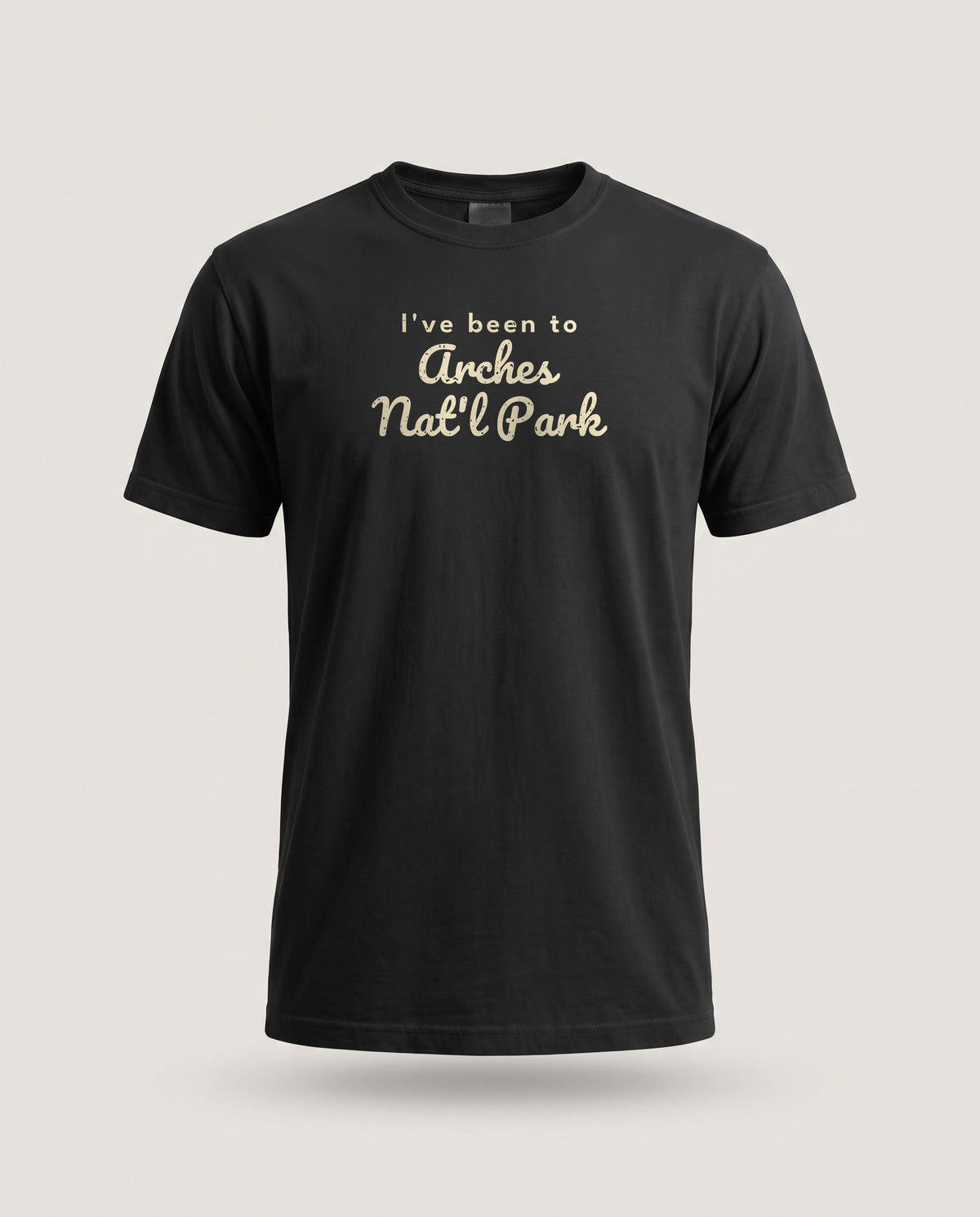 I've Been to Arches Nat'l Park Vintage Travel T-Shirt — Black (mockup)