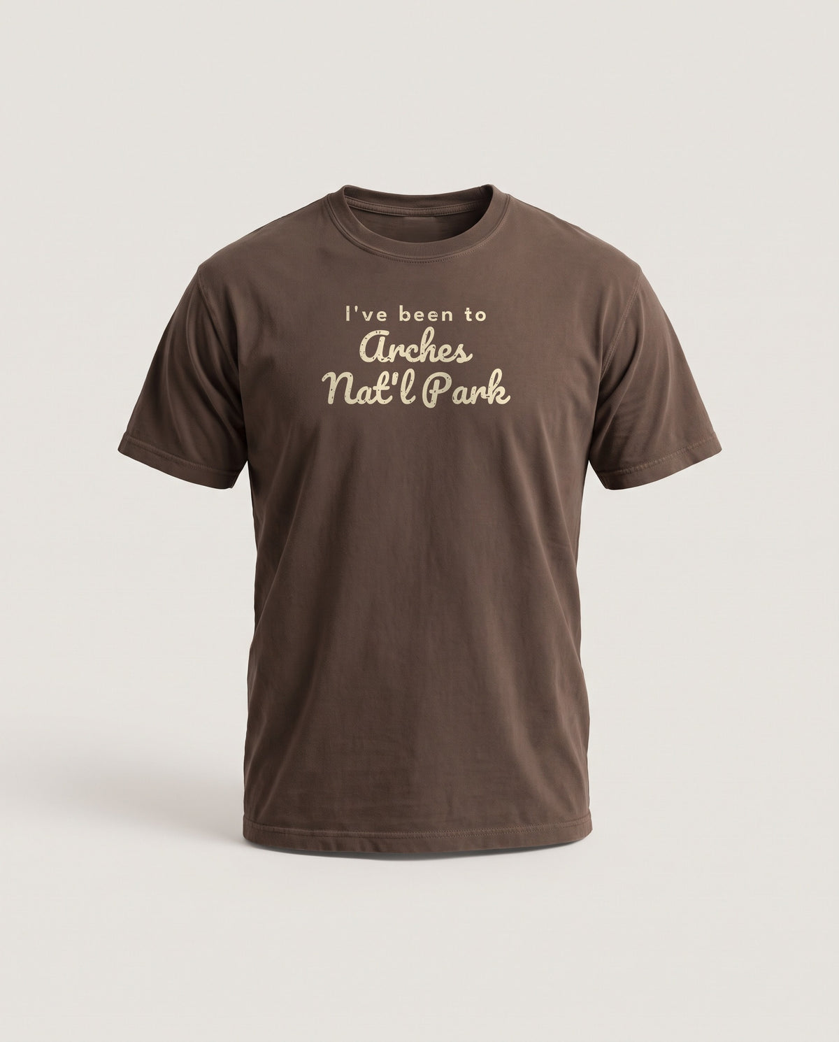 I've Been to Arches Nat'l Park Vintage Travel T-Shirt — Espresso (mockup)