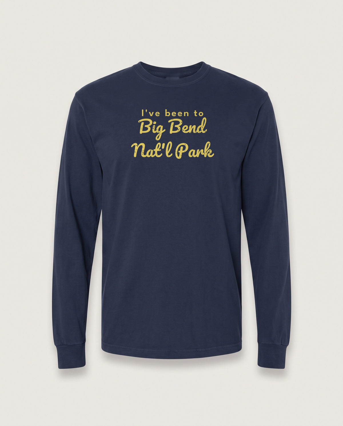 I've Been to Big Bend Nat'l Park Vintage Travel Long Sleeve Tee — Midnight (mockup)