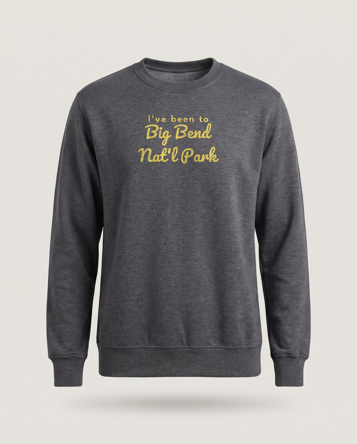 I've Been to Big Bend Nat'l Park Vintage Travel Crewneck Sweatshirt — Dark Heather (mockup)