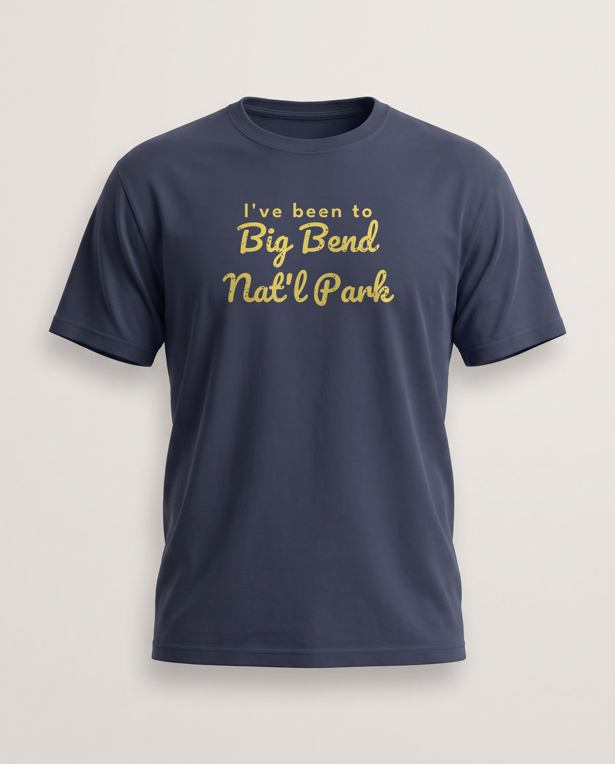 I've Been to Big Bend Nat'l Park Vintage Travel T-Shirt — Navy (mockup)