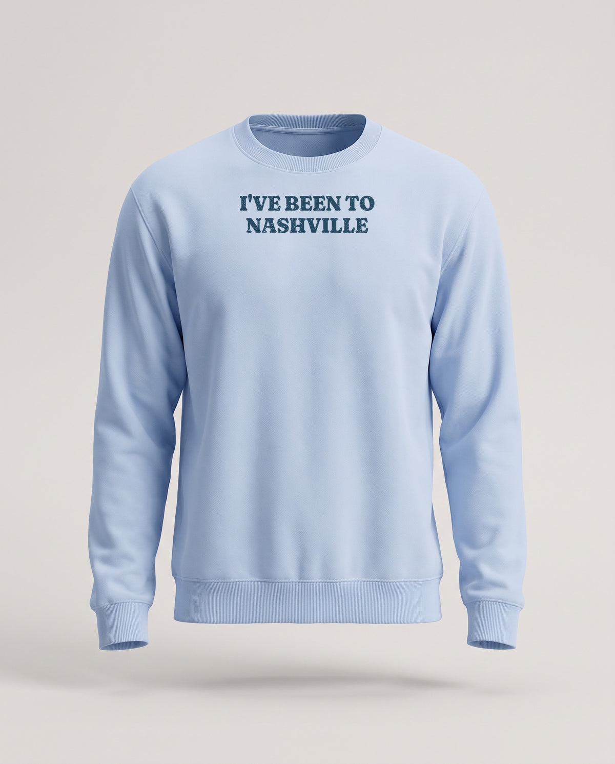I've Been to Nashville Vintage Travel Souvenir Crewneck Sweatshirt — Light Blue (mockup)