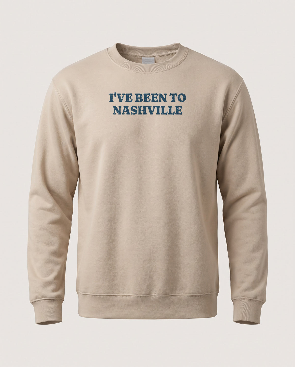 I've Been to Nashville Vintage Travel Souvenir Crewneck Sweatshirt — Sand (mockup)