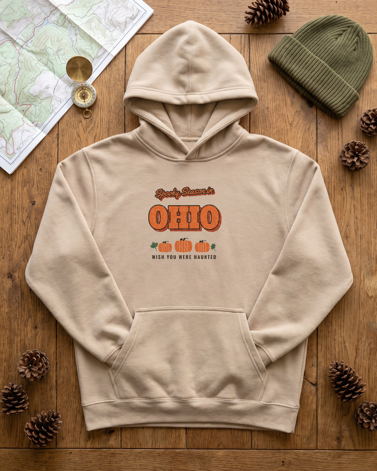 Spooky Season in Ohio Vintage Postcard Hoodie (photo)