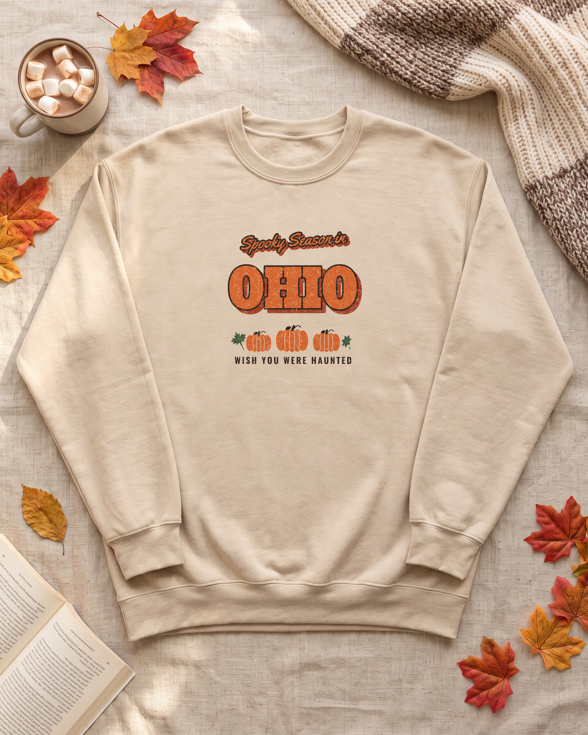 Spooky Season in Ohio Vintage Postcard Crewneck Sweatshirt (photo)