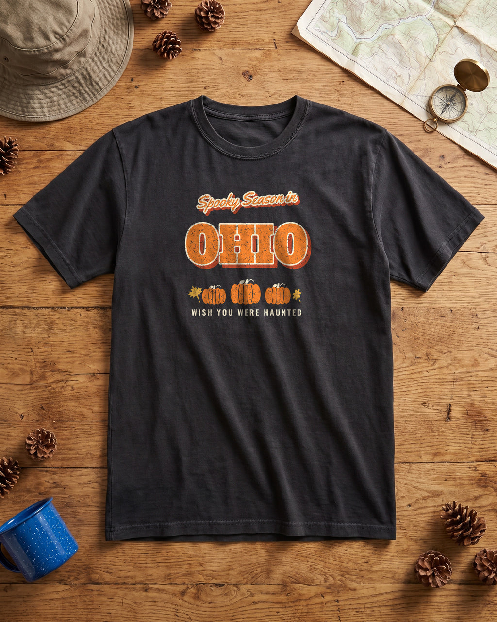 Spooky Season in Ohio Vintage Postcard T-Shirt (photo)