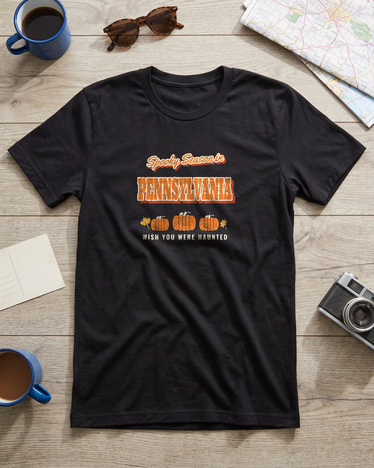 Spooky Season in Pennsylvania Vintage Postcard T-Shirt (photo)