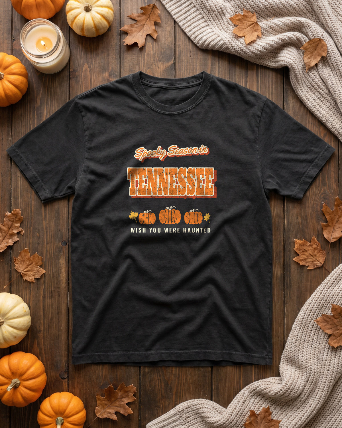 Spooky Season in Tennessee Vintage Postcard T-Shirt (photo)