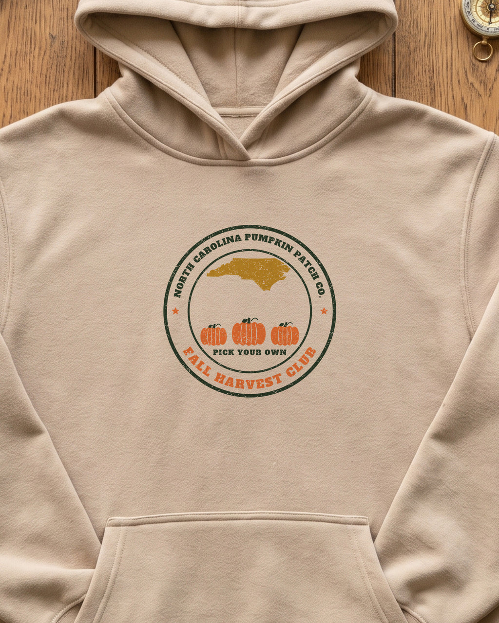 North Carolina Pumpkin Patch Co. Badge Hoodie (close-up)