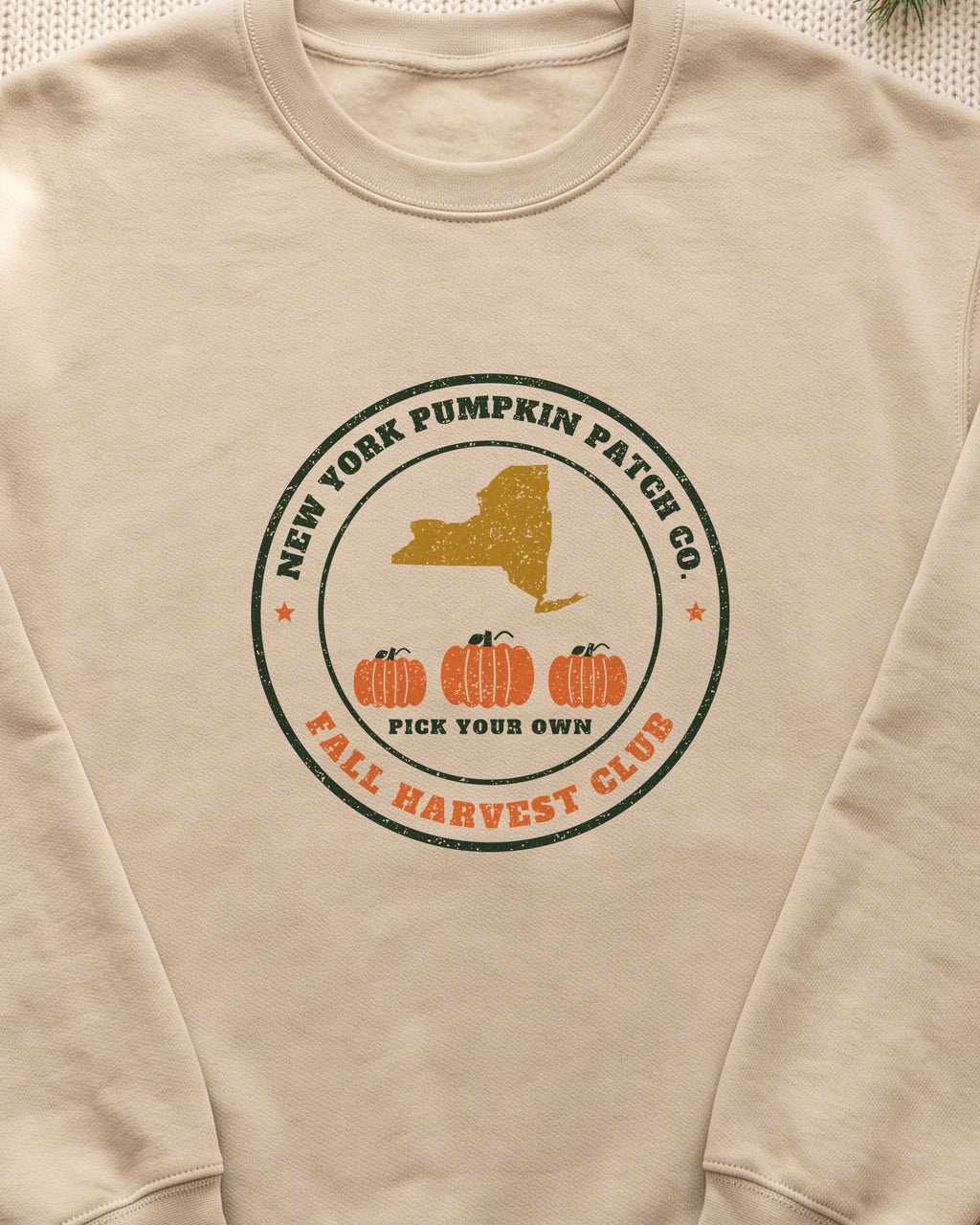 New York Pumpkin Patch Co. Badge Crewneck Sweatshirt (close-up)