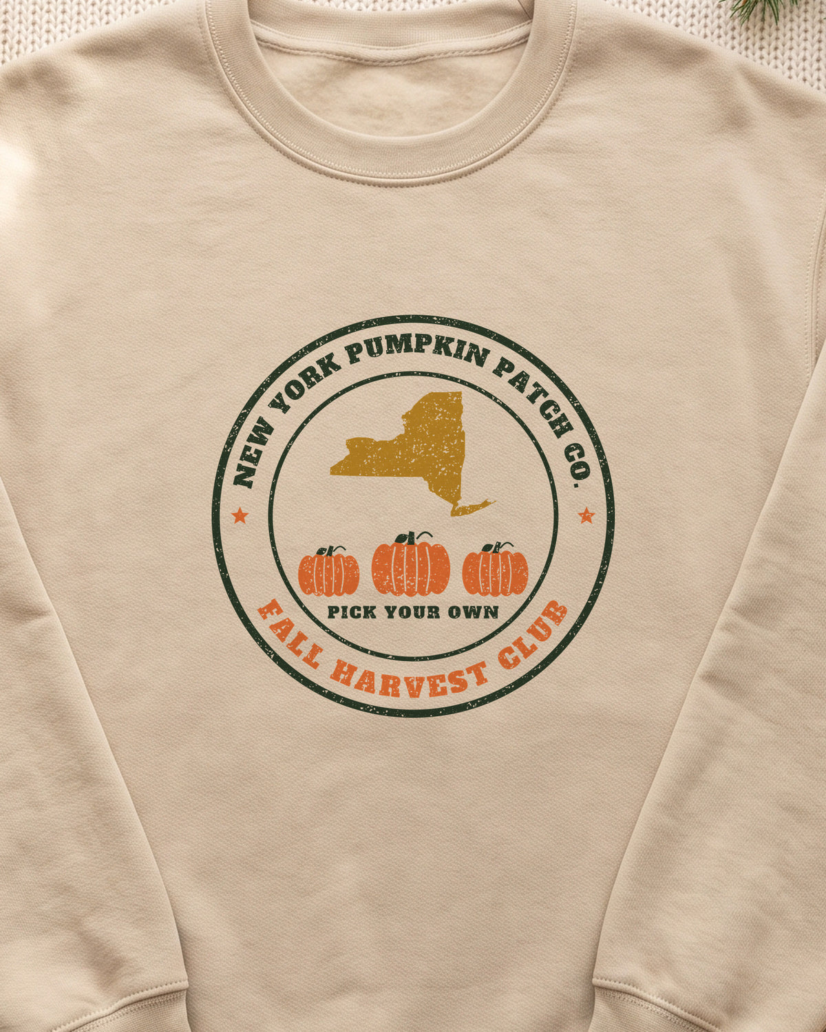 New York Pumpkin Patch Co. Badge Crewneck Sweatshirt (close-up)