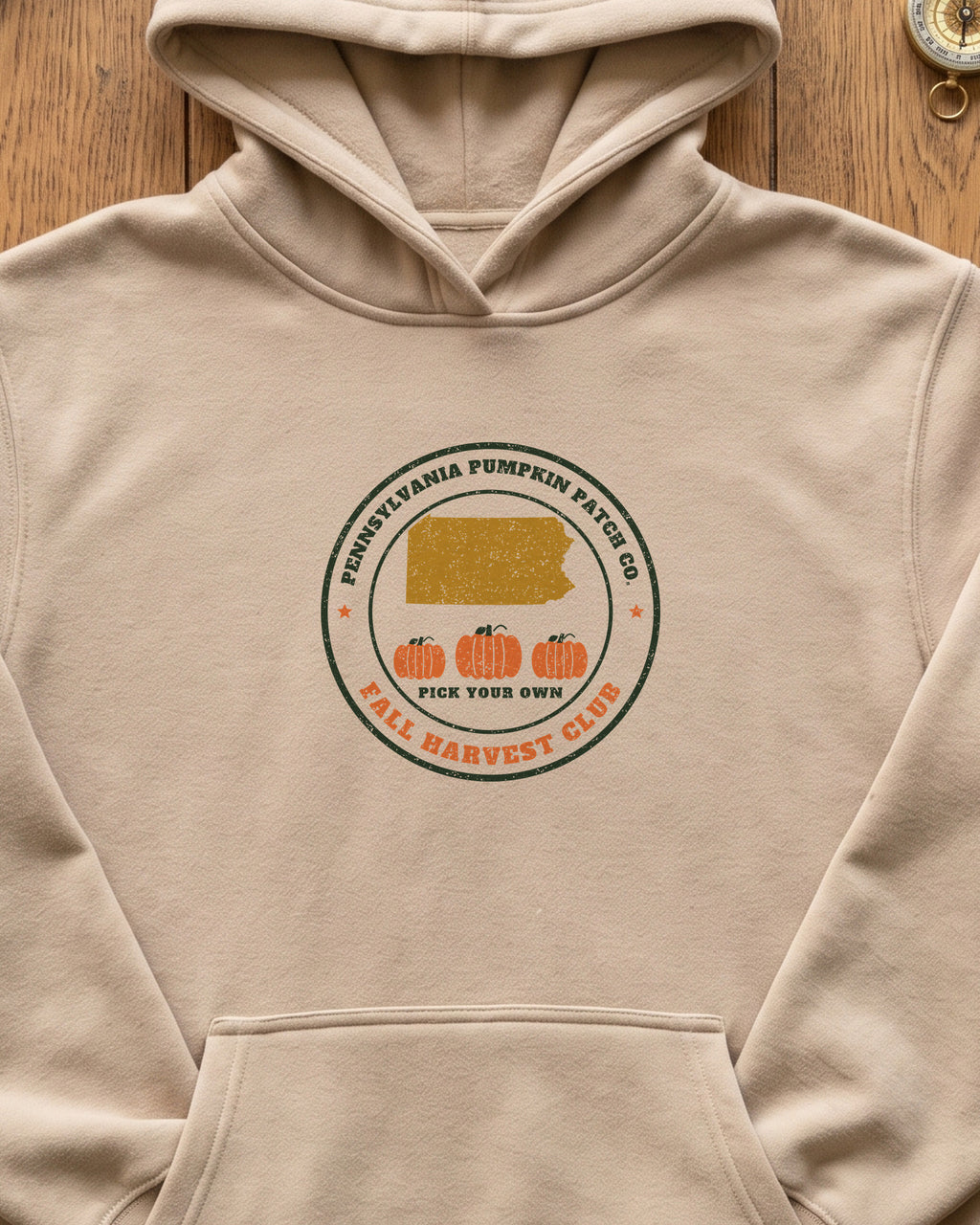 Pennsylvania Pumpkin Patch Co. Badge Hoodie (close-up)