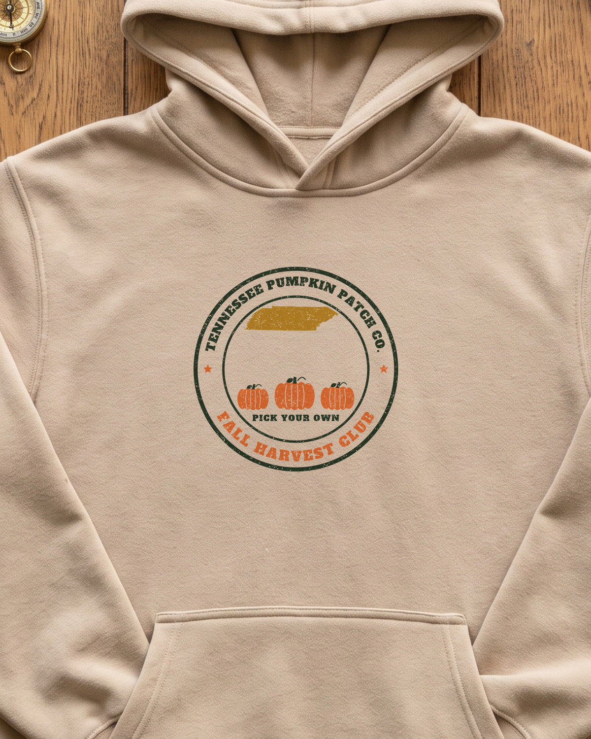 Tennessee Pumpkin Patch Co. Badge Hoodie (close-up)