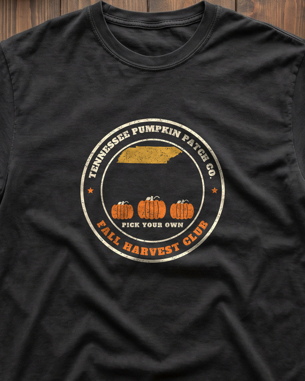 Tennessee Pumpkin Patch Co. Badge T-Shirt (close-up)