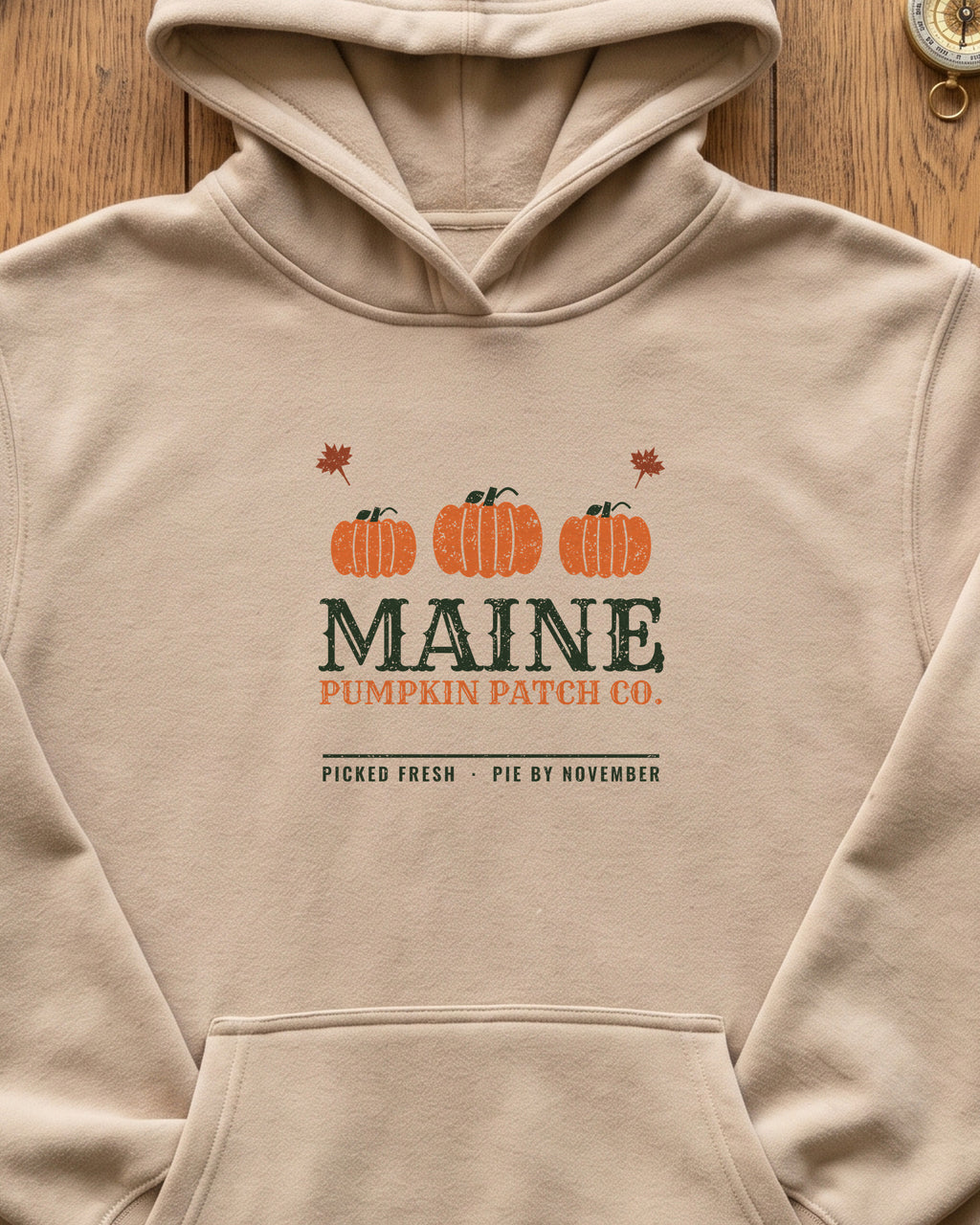 Maine Pumpkin Patch Co. Retro Hoodie (close-up)