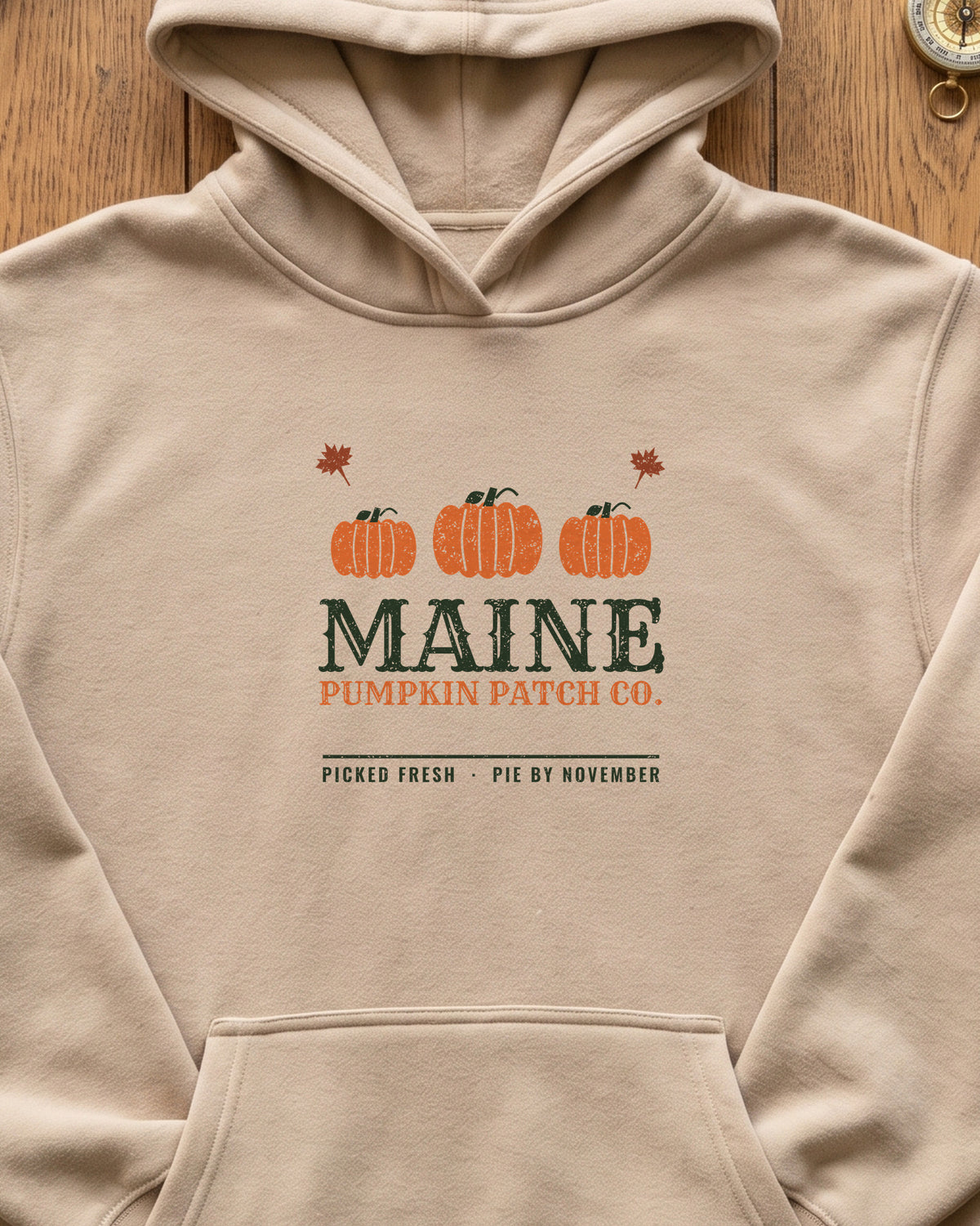 Maine Pumpkin Patch Co. Retro Hoodie (close-up)