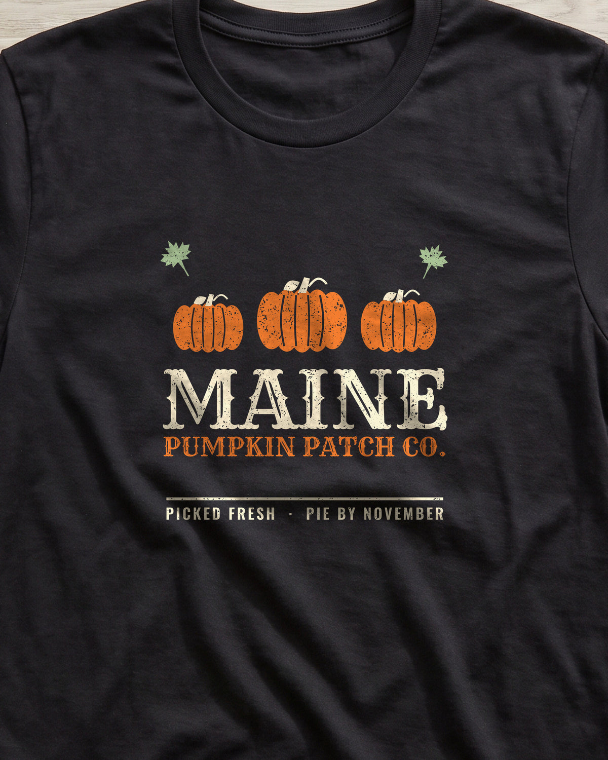 Maine Pumpkin Patch Co. Retro T-Shirt (close-up)