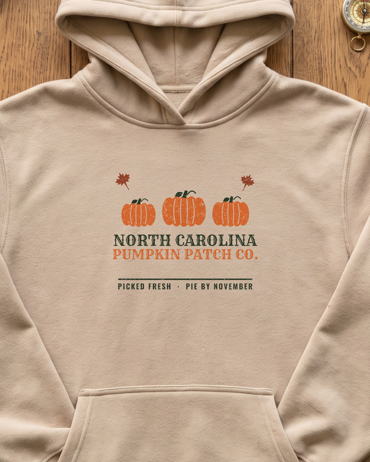 North Carolina Pumpkin Patch Co. Retro Hoodie (close-up)