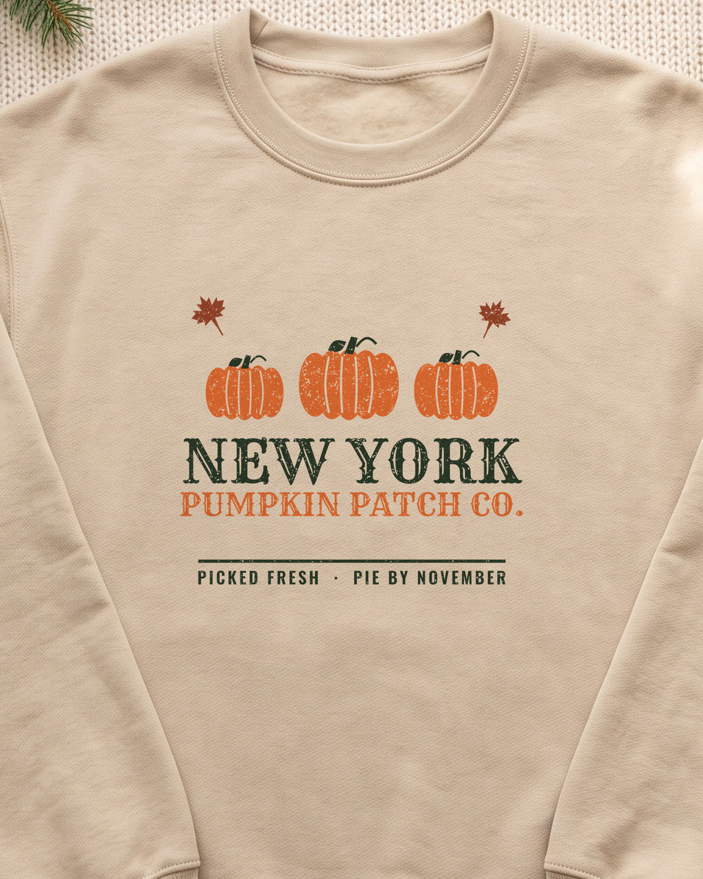New York Pumpkin Patch Co. Retro Crewneck Sweatshirt (close-up)