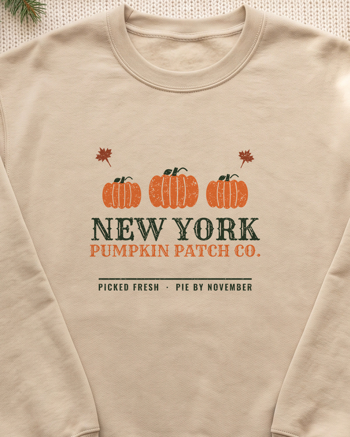 New York Pumpkin Patch Co. Retro Crewneck Sweatshirt (close-up)