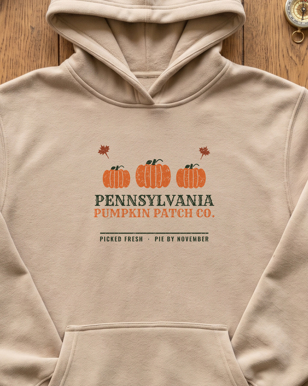 Pennsylvania Pumpkin Patch Co. Retro Hoodie (close-up)