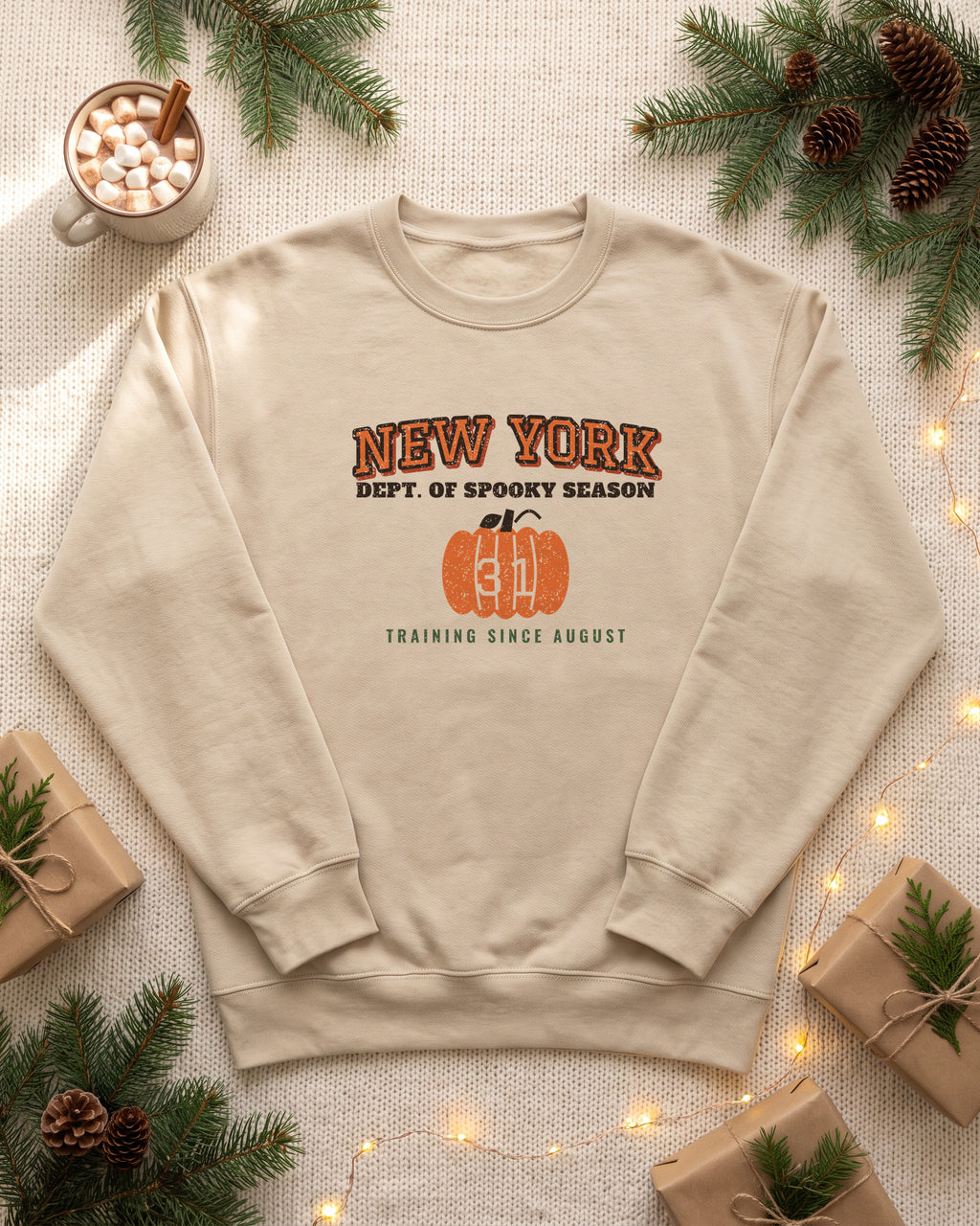 New York Dept. of Spooky Season Varsity Crewneck Sweatshirt (photo)