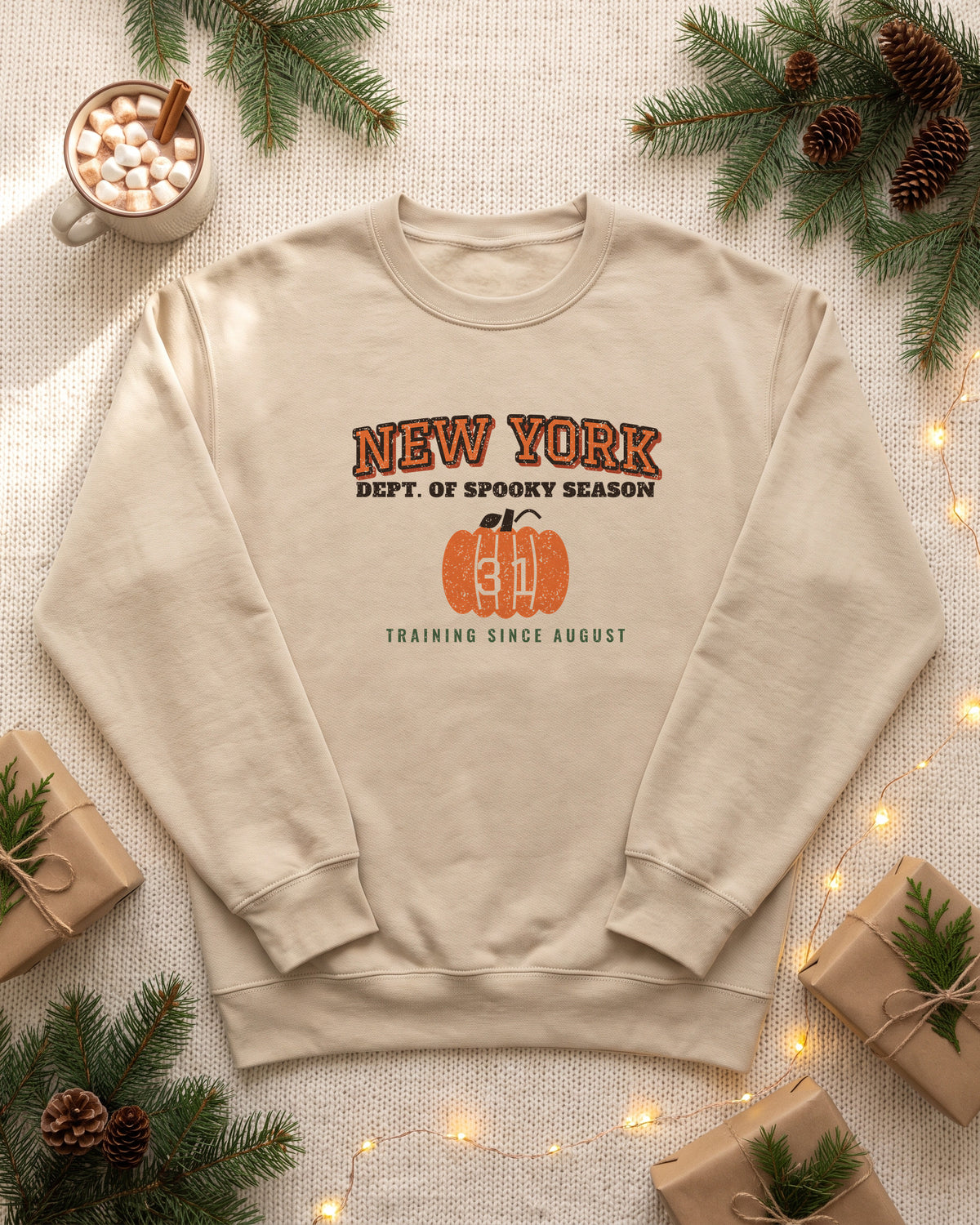 New York Dept. of Spooky Season Varsity Crewneck Sweatshirt (photo)