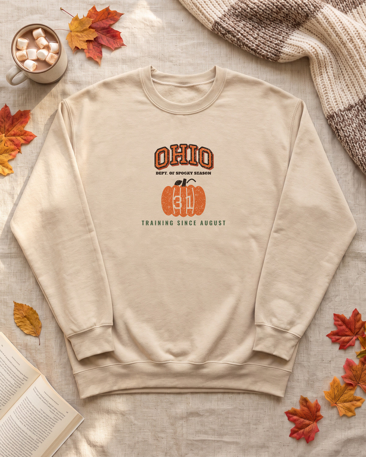 Ohio Dept. of Spooky Season Varsity Crewneck Sweatshirt (photo)