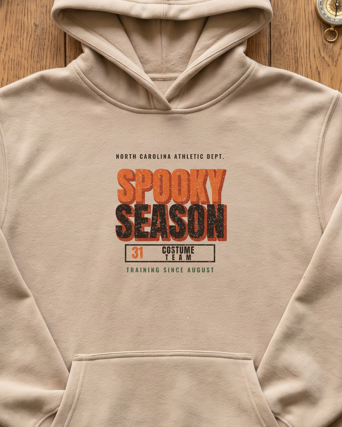 North Carolina Spooky Season Athletic Dept. Hoodie (close-up)