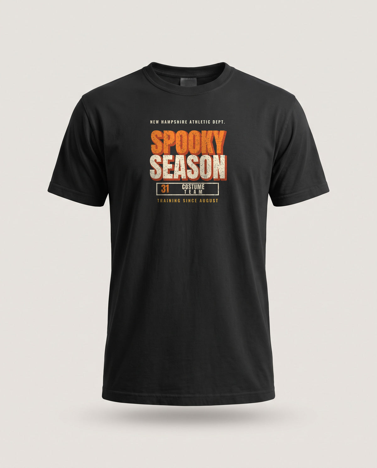 New Hampshire Spooky Season Athletic Dept. T-Shirt — Black (mockup)