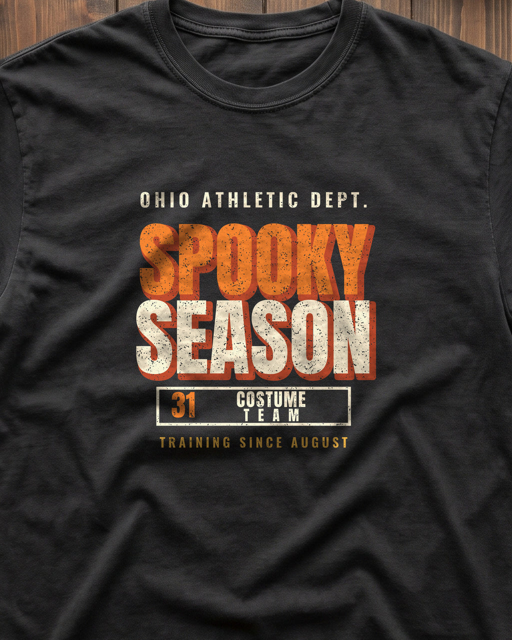 Ohio Spooky Season Athletic Dept. T-Shirt (close-up)