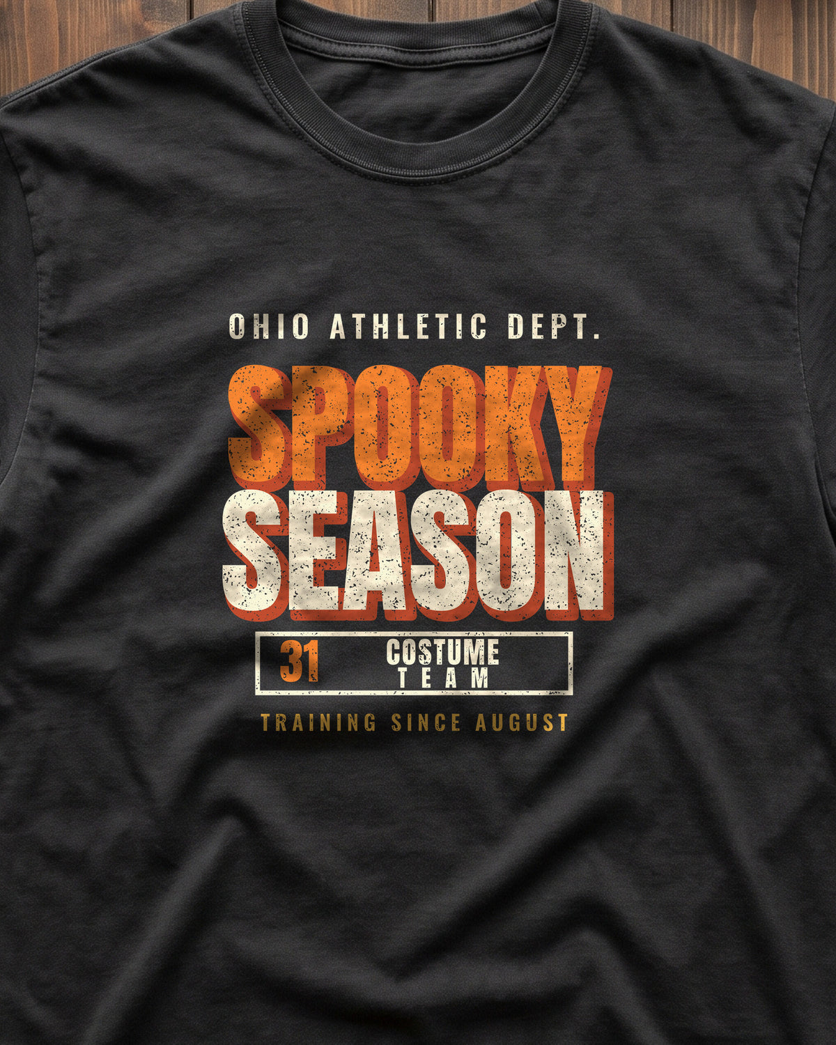 Ohio Spooky Season Athletic Dept. T-Shirt (close-up)