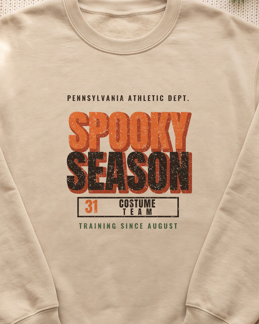 Pennsylvania Spooky Season Athletic Dept. Crewneck Sweatshirt (close-up)